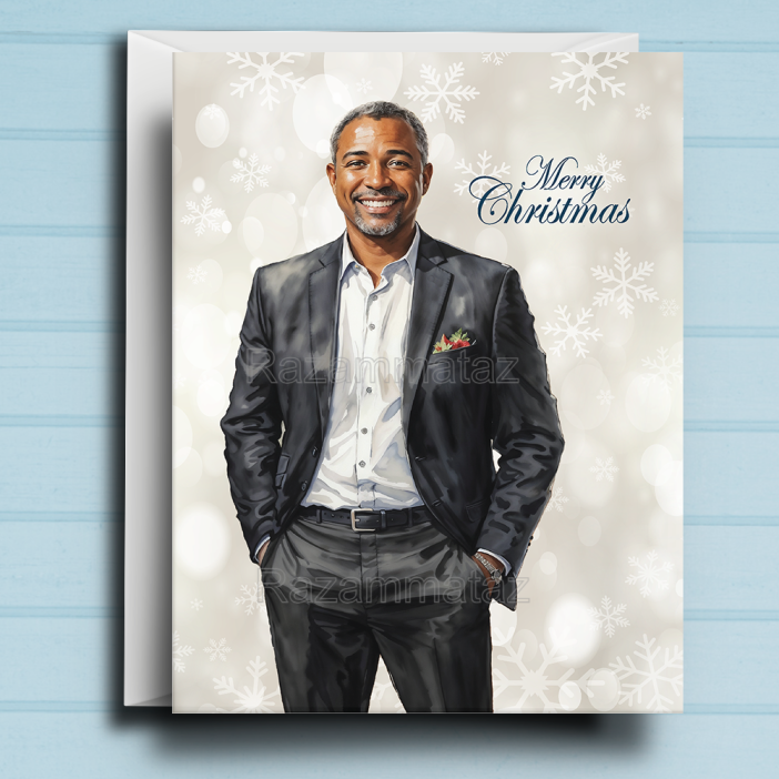 Black Man J Christmas Card